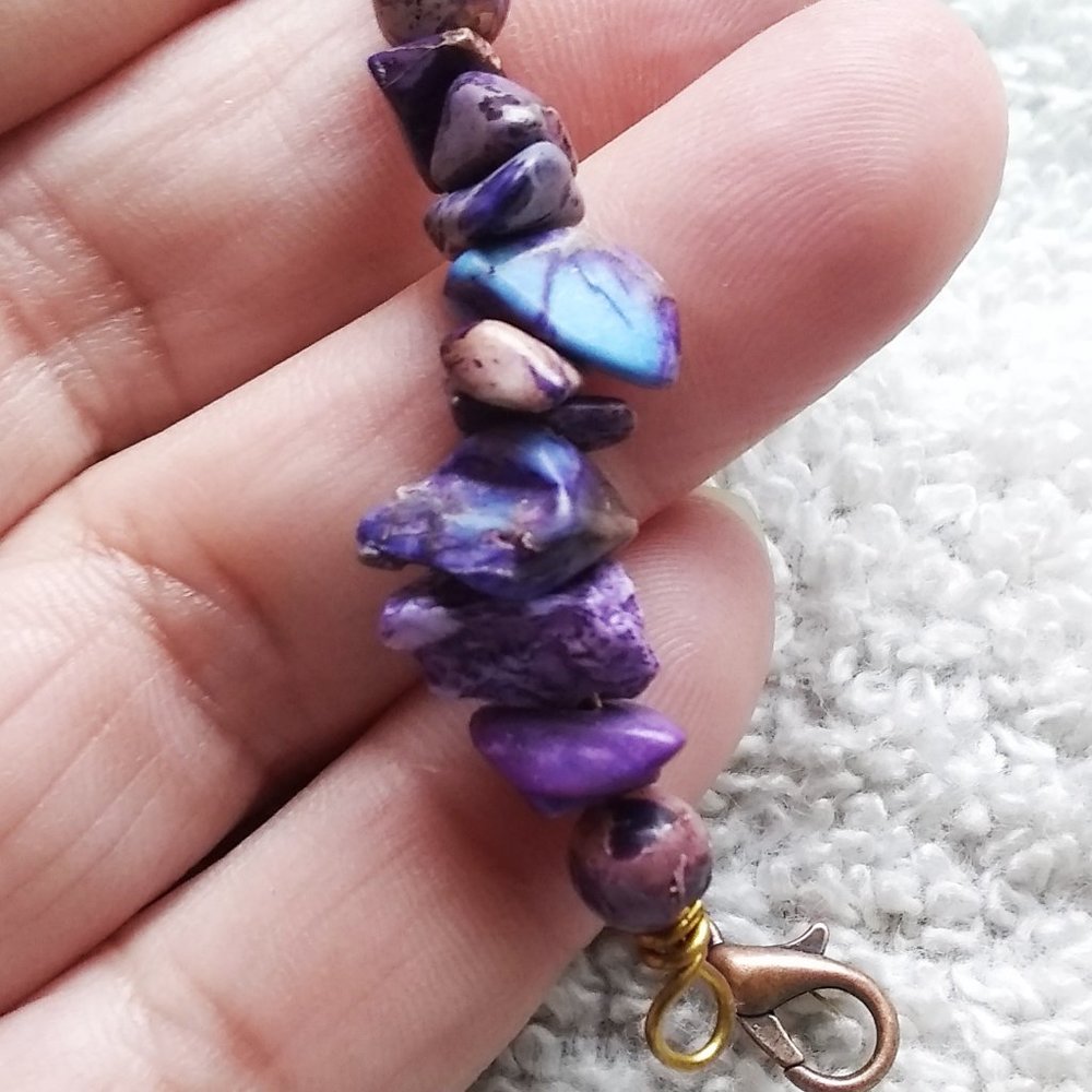 Boho! Purple Sea Sediment Jasper + Copper Bracelet - Picture 5 of 9